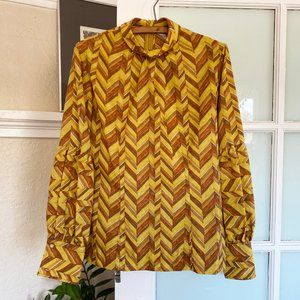 Disco Goes Western geometric puff sleeve top